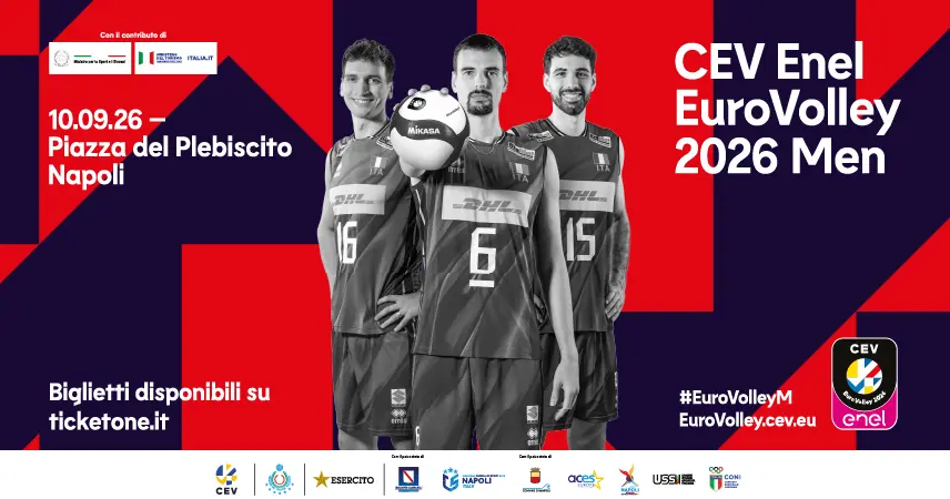 A Napoli in Piazza del Plebiscito i Campionati Europei maschili di pallavolo